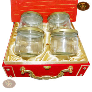 Lal Khat Gift Box with 4 Glass Bottles & Dry Fruits – Royal Wedding & Celebration Packaging